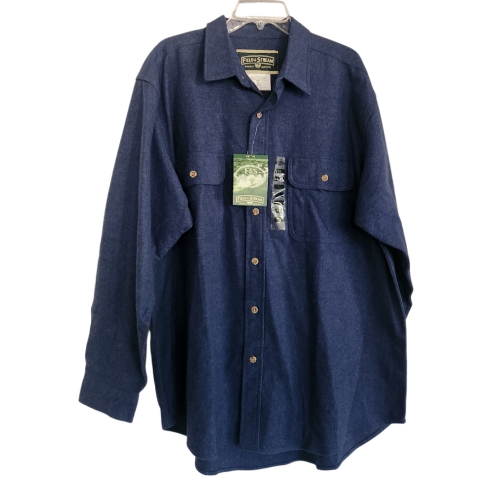 FIELD & STREAM BLUE FLANNEL BUTTON DOWN SHIRT SZ XL NWT
